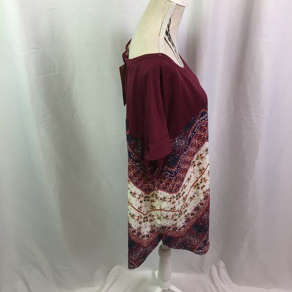 Rewind Floral Chevron Tee Maroon White Large - Picture 4 of 14